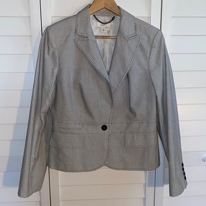 Loft stylish, tailored blazer in gray and white thin pinstripe. Like new sz 12